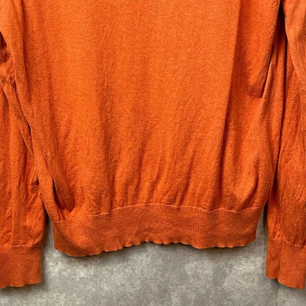 Banana Republic Sweater Mens L Orange Silk Cotton‎ Cashmere Luxury Blend V-Neck